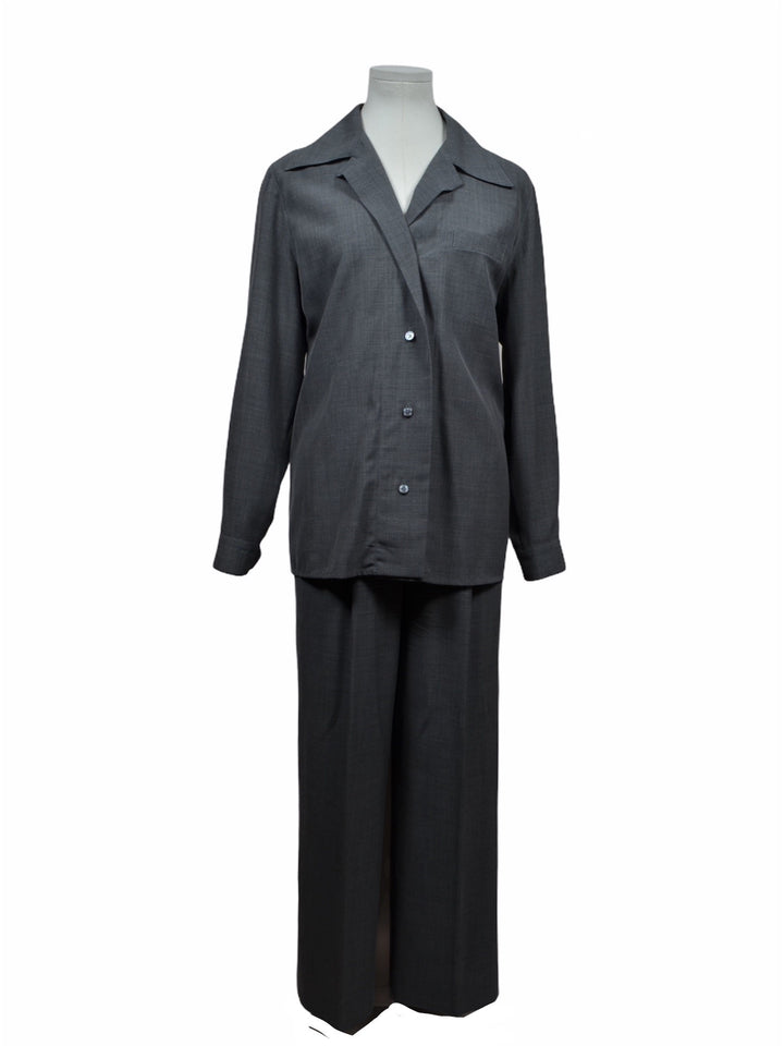 Hermes Anzug Bluse & Hose Schurwolle Grau Gr. 38