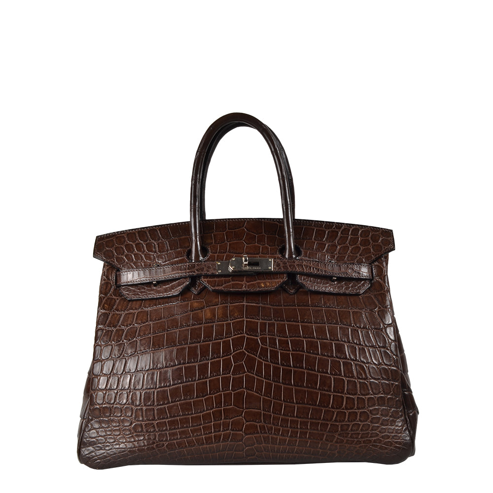 Hermes Birkin 35 Porosus Krokodil Leder Havana Hardware Palladium