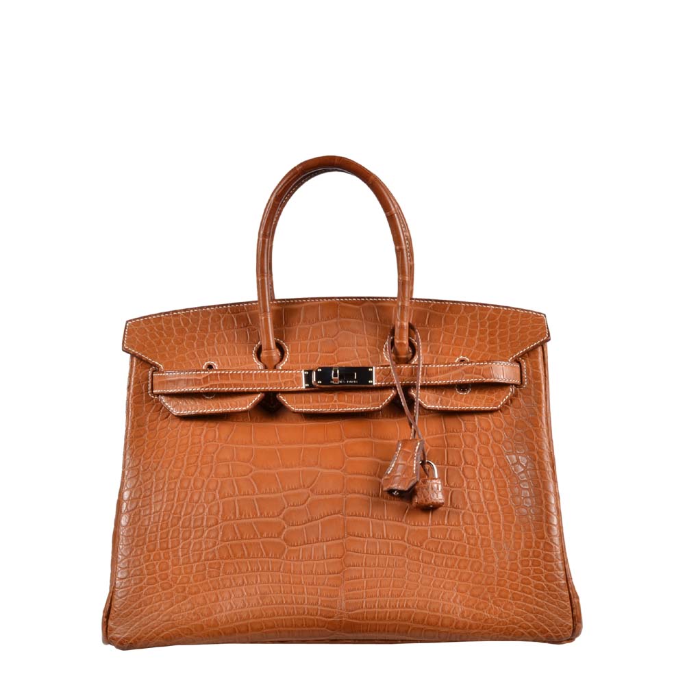 Hermes Birkin 35 Alligator Mississippiensis Leder Fauve Hardware Palladium Tasche