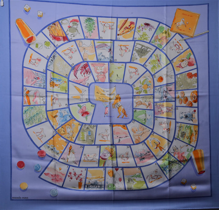 Hermes Carre Seidentuch Silk Seide Soie Le jeu despetit bonheurs