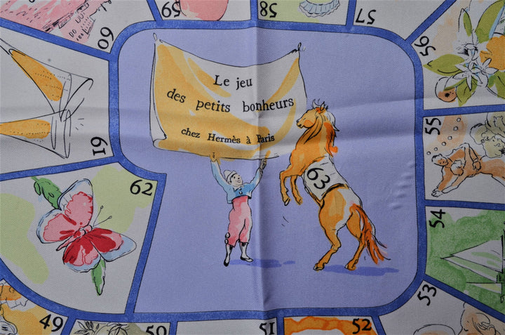 Hermes Carre Seidentuch Silk Seide Soie Le jeu despetit bonheurs