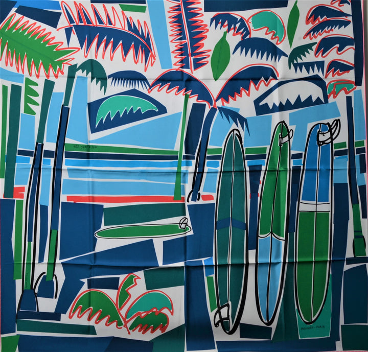 Hermes Carre Seidentuch Silk Seide Soie Sae Surf Fun