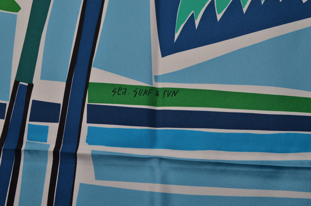 Hermes Carre Seidentuch Silk Seide Soie Sae Surf Fun