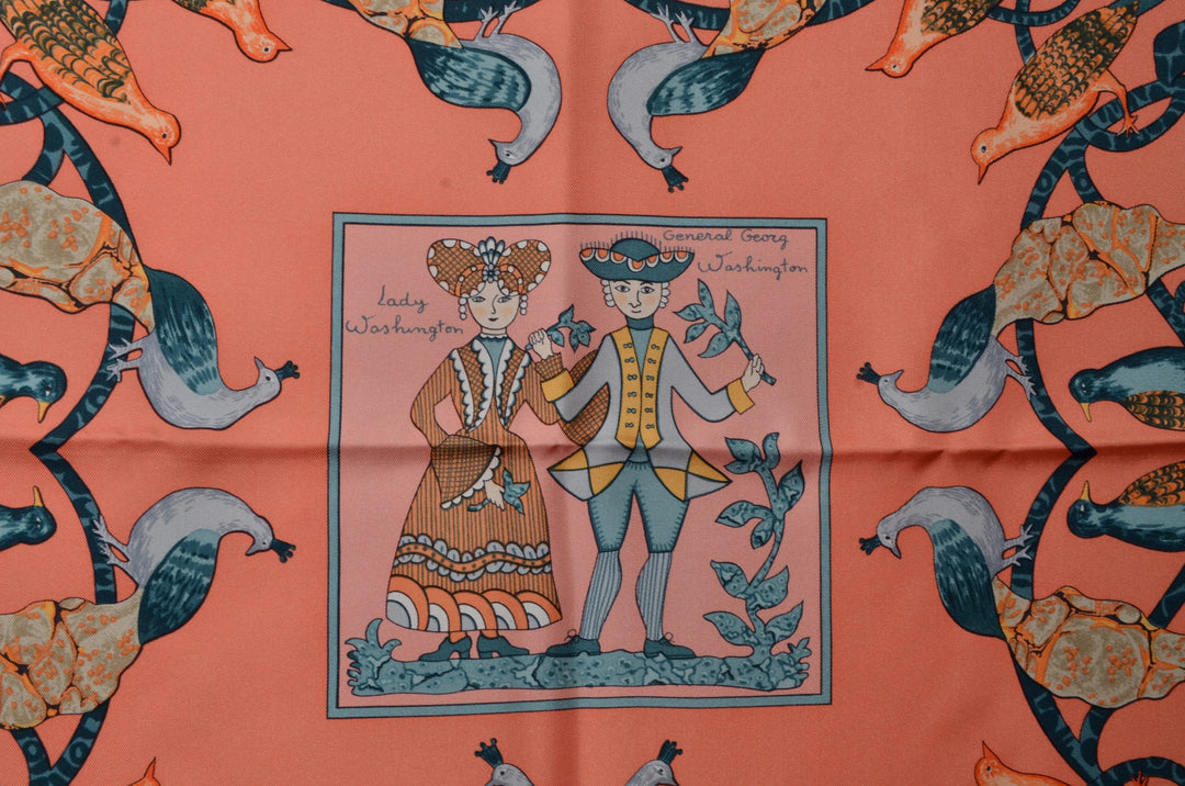Hermes Carre Seidentuch Early America Silk Seide Soie