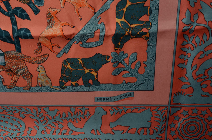 Hermes Carre Seidentuch Early America Silk Seide Soie