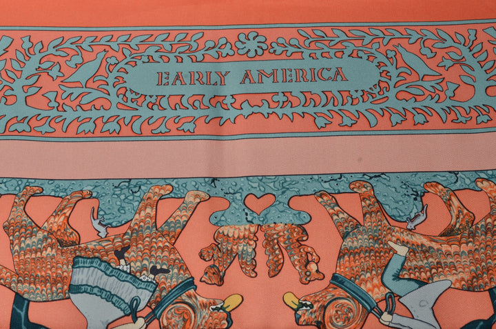 Hermes Carre Seidentuch Early America Silk Seide Soie