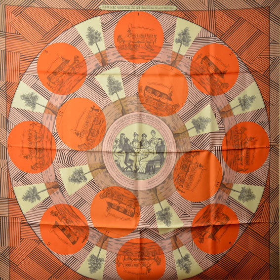 Hermes Carre Seidentuch jeu des omnibus et dames blanches world silk cloth