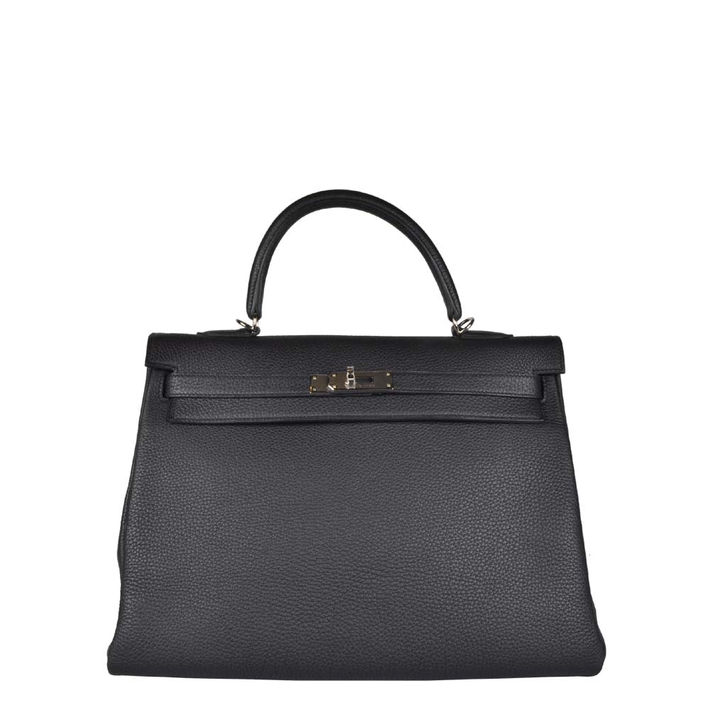 Hermes Kelly 35 Retourne Togo Schwarz Palladium