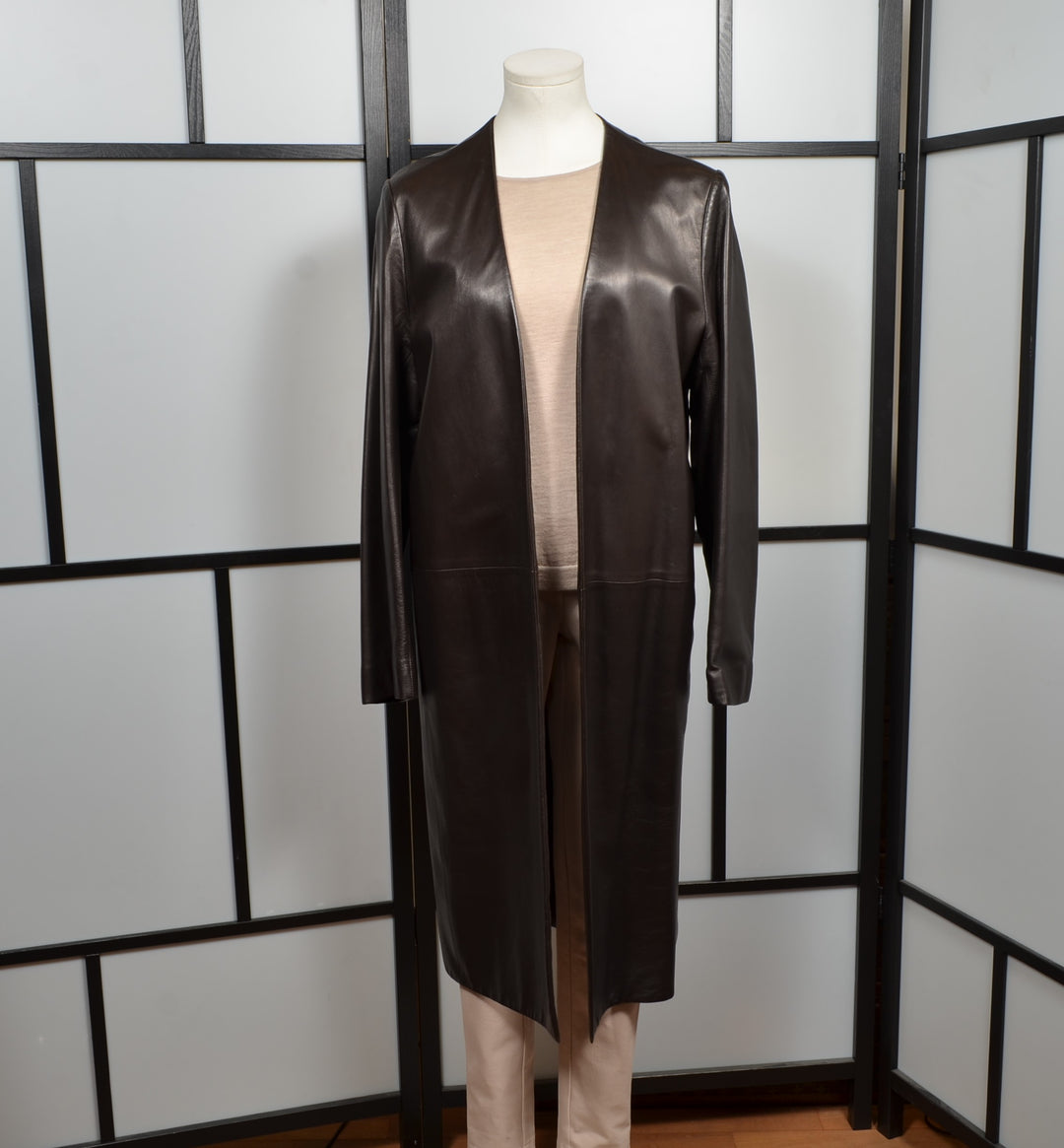 Hermes Magiela Mantel Nappa Leder Braun Gr. 38