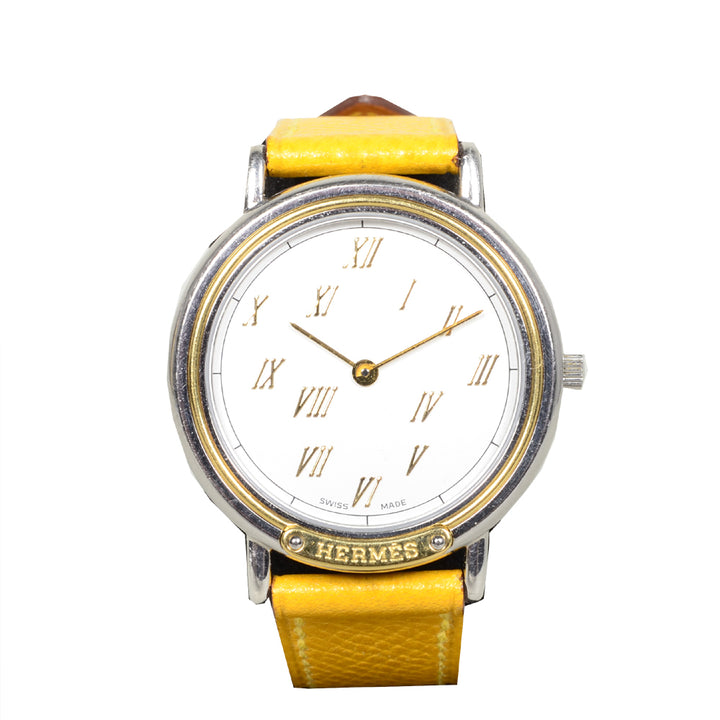 Hermes Meteore Watch Uhr Epsom Leather Yellow  Steel