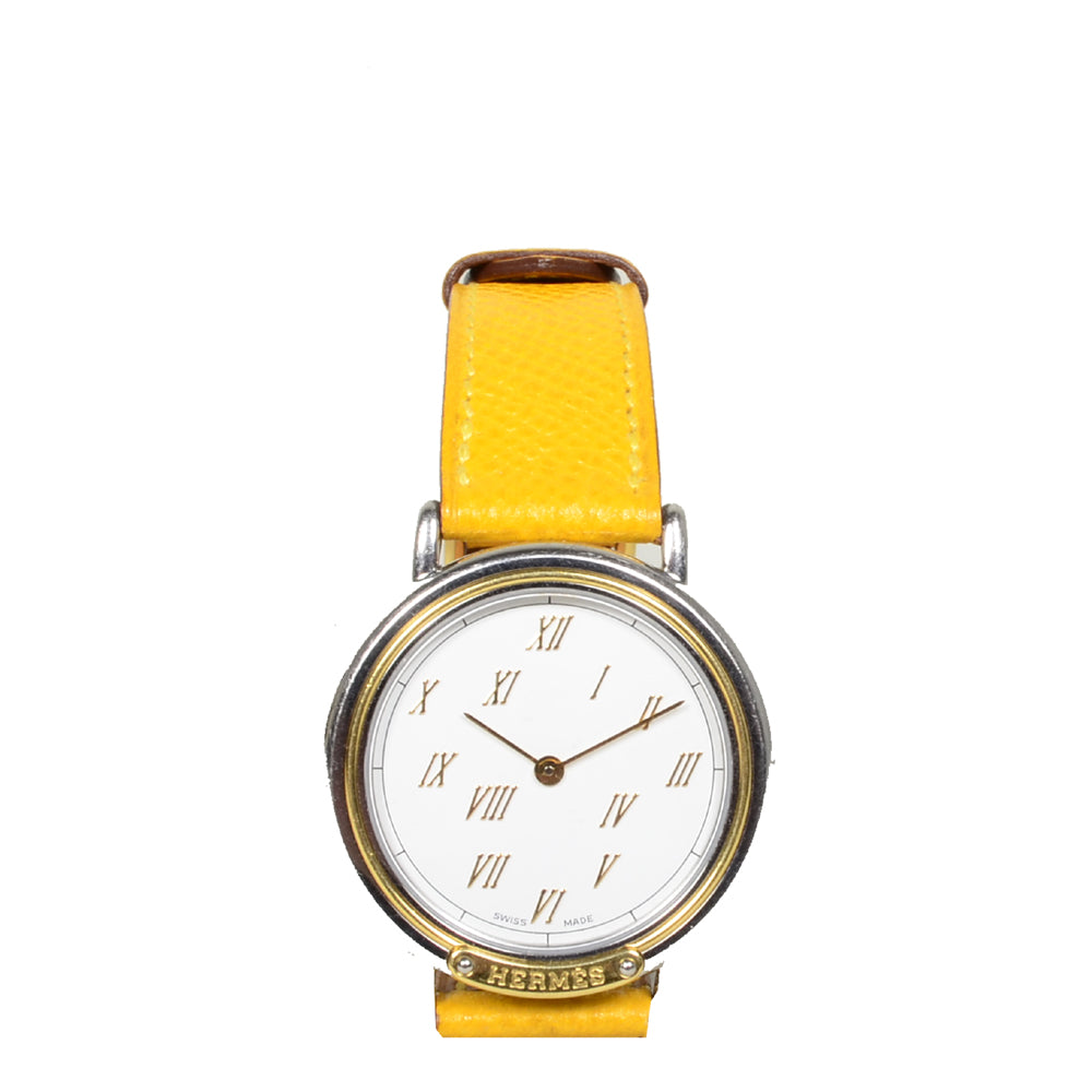 Hermes Meteore Watch Uhr Epsom Leather Yellow  Steel
