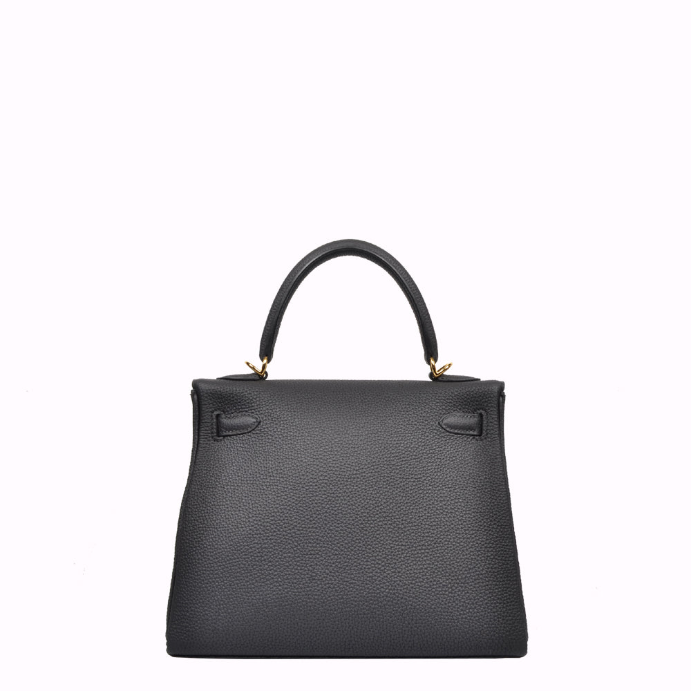 Hermes Kelly 25 Retourne Bag Tasche Black schwarz Togo Leder leather Gold