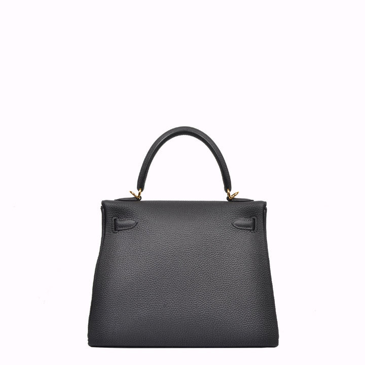 Hermes Kelly 25 Retourne Bag Tasche Black schwarz Togo Leder leather Gold