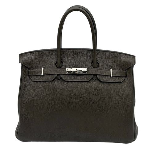 Hermes Birkin 35 Clemence Leder Vert Bronze Hardware Palladium