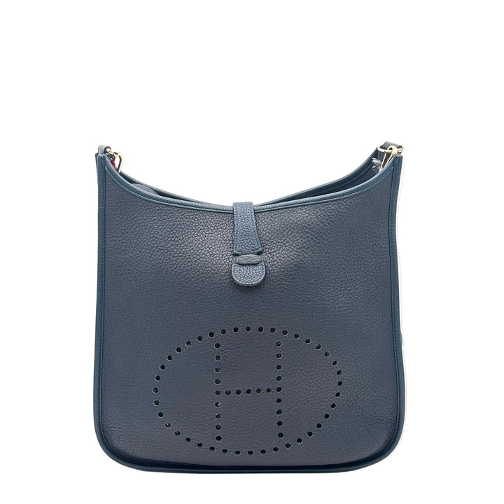Hermes Evelyne 33 Clemence Leder Blue Nuit Hardware Gold
