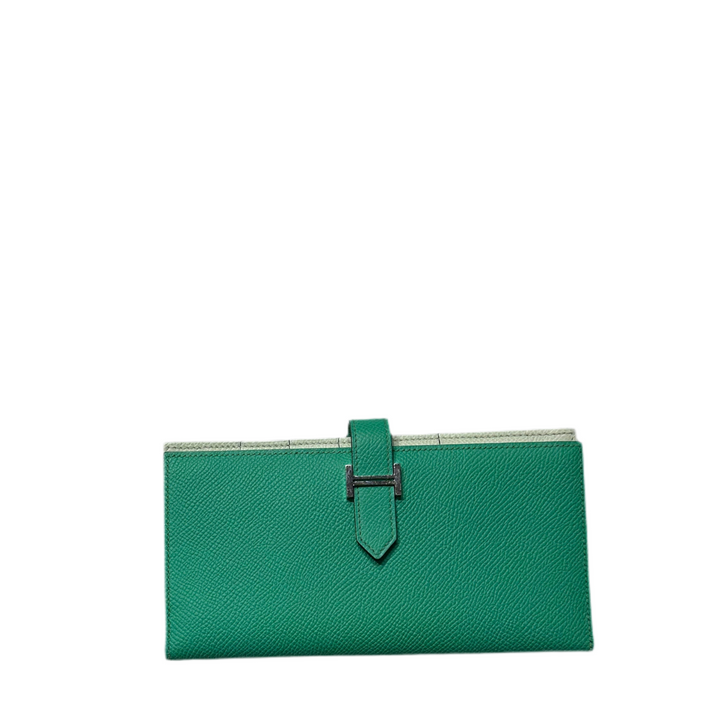 Hermes Geldbörse Bearn Soufflet Epsom Palladium Verso Vert Comics Vert Frizz ewa lagan secondhand frankfurt