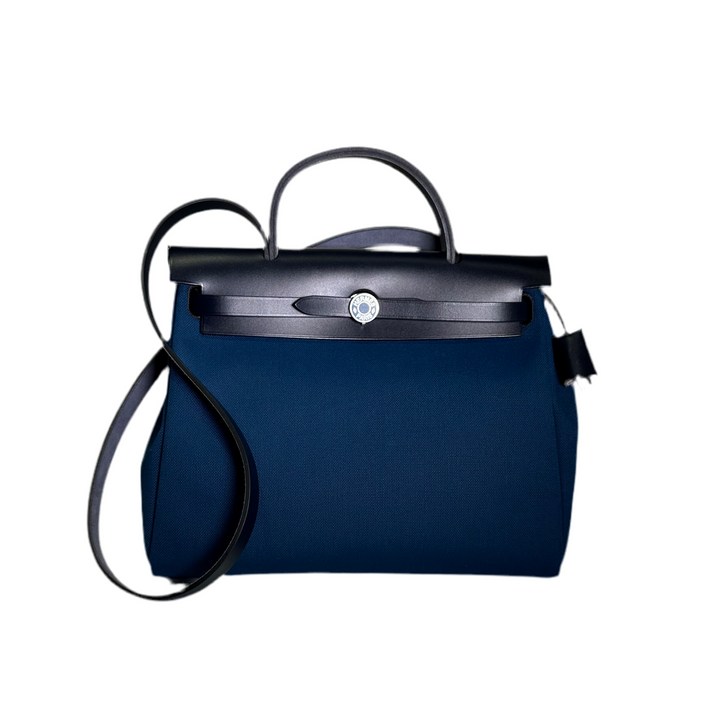 Hermes Herbag 31 Toile Militaire /V Hunter/Laque Deep Blue Indigo /Deep Blue ewa lagan secondhand frankfurt 