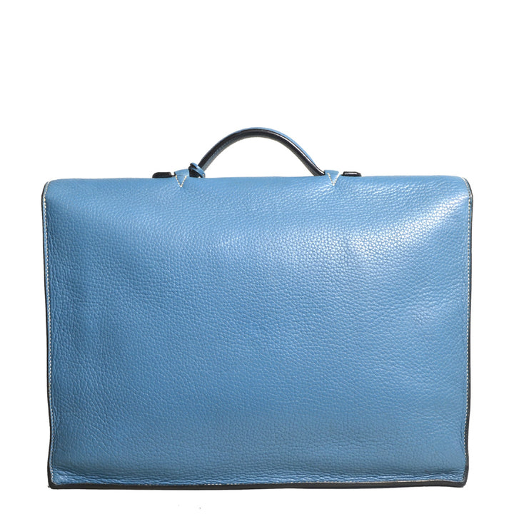 Hermes Sac A Depeche Blue Jeans Togo Leather Palladium