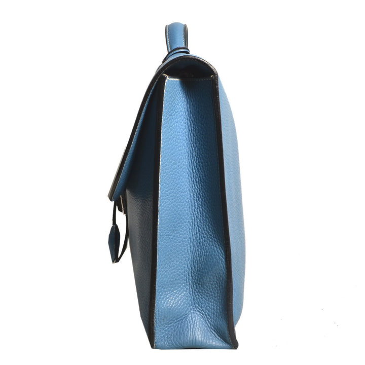 Hermes Sac A Depeche Blue Jeans Togo Leather Palladium