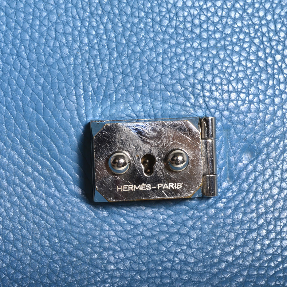 Hermes Sac A Depeche Blue Jeans Togo Leather Palladium