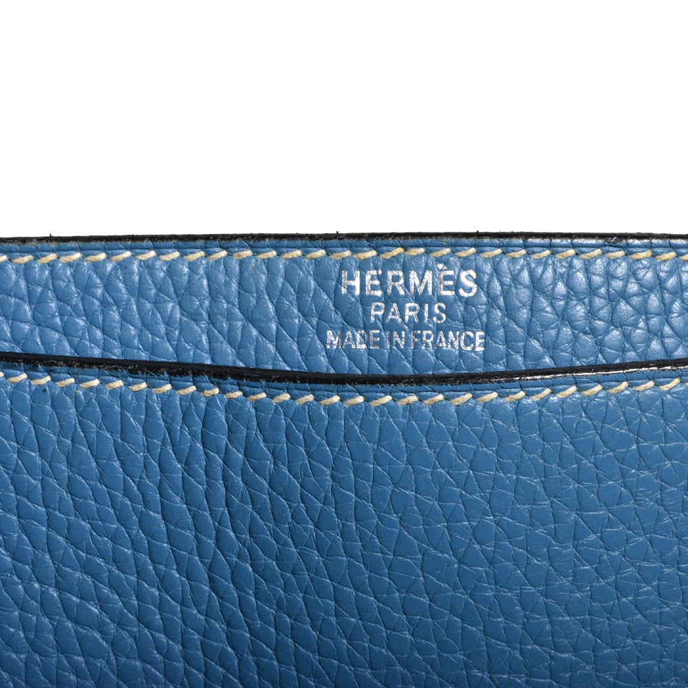 Hermes Sac A Depeche Blue Jeans Togo Leather Palladium