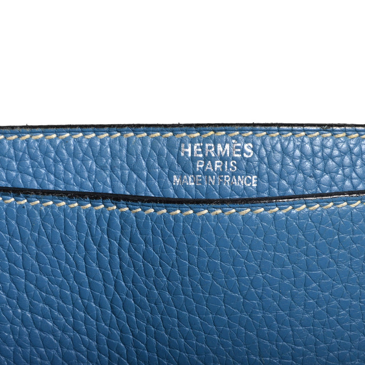 Hermes Sac A Depeche Blue Jeans Togo Leather Palladium