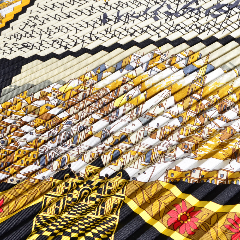 Hermes Carre Plissee Salzburg Black-Gold-White 90X90