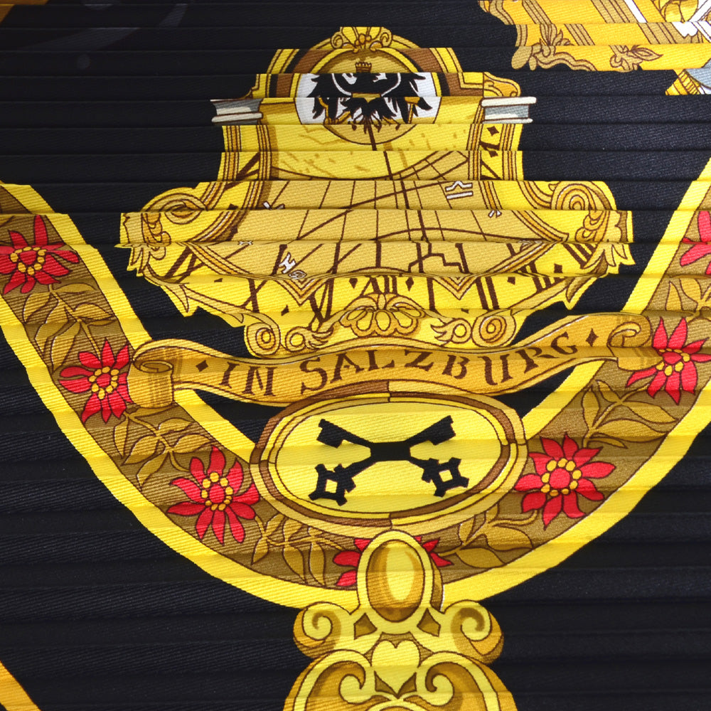 Hermes Carre Plissee Salzburg Black-Gold-White 90X90