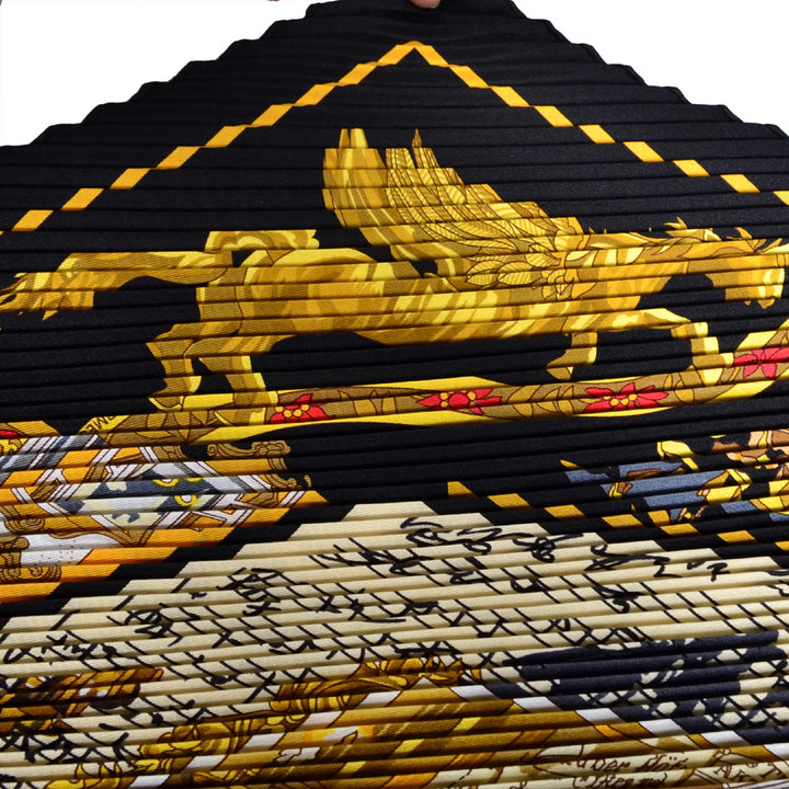 Hermes Carre Plissee Salzburg Black-Gold-White 90X90