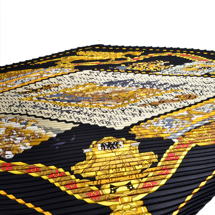 Hermes Carre Plissee Salzburg Black-Gold-White 90X90