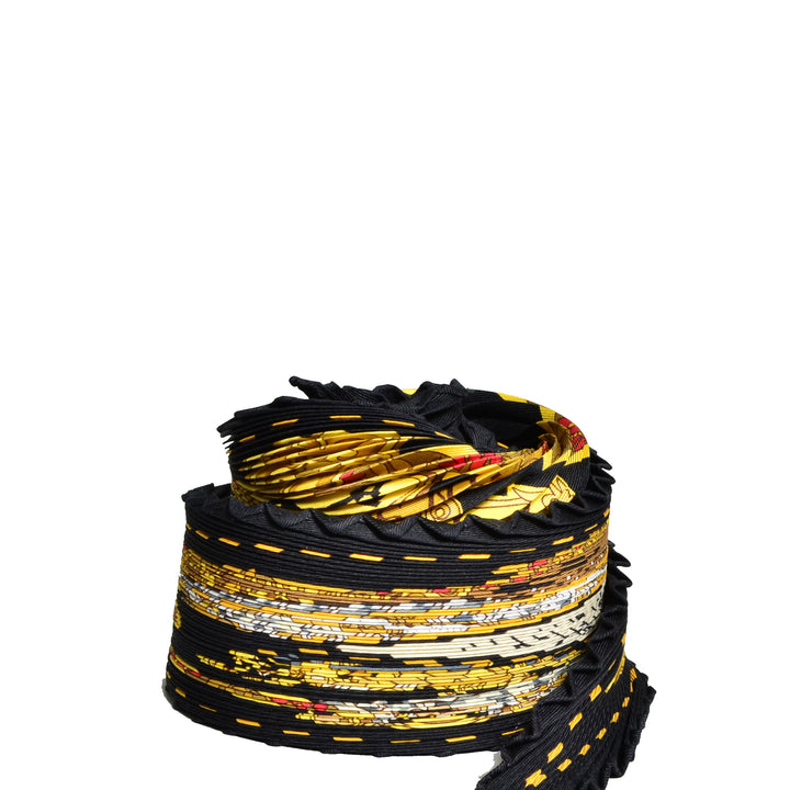 Hermes Carre Plissee Salzburg Black-Gold-White 90X90
