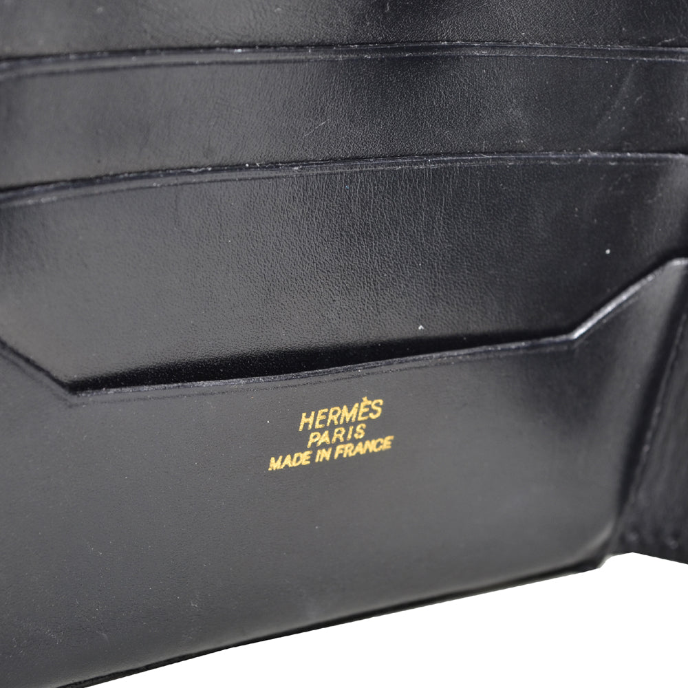 Hermes Unisex Geldbörse Box Leder Black Schwarz