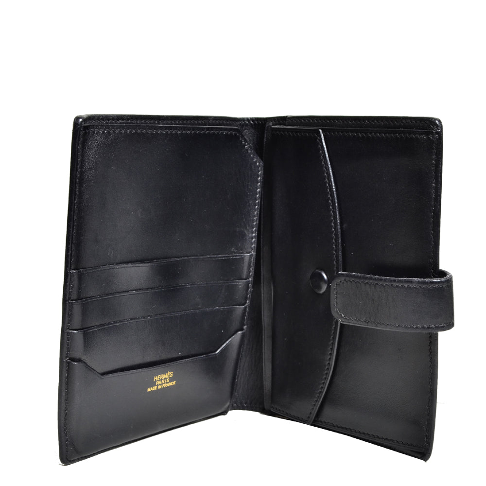 Hermes Unisex Geldbörse Box Leder Black Schwarz