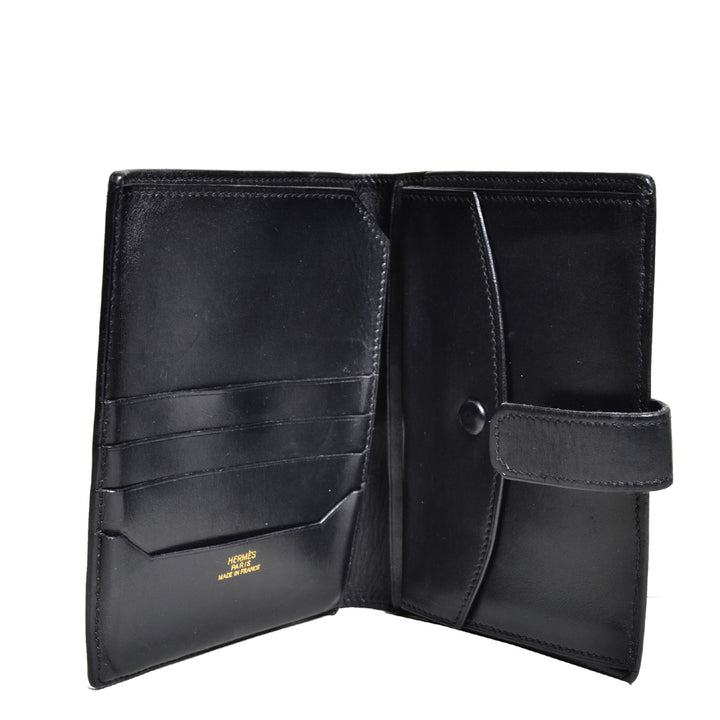 Hermes Unisex Geldbörse Box Leder Black Schwarz