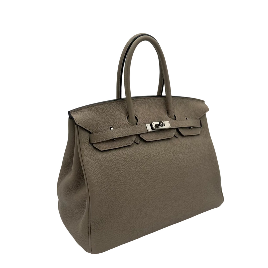 Hermes Birkin 35 Retourne Togo Leder Gris Touturelle Hardware Palladium
