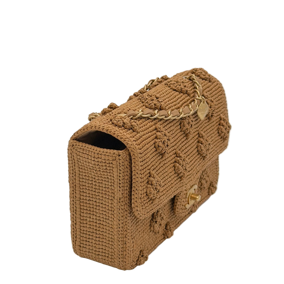 Chanel Tasche Singleflap Bast Raffia Beige Hardware Gold