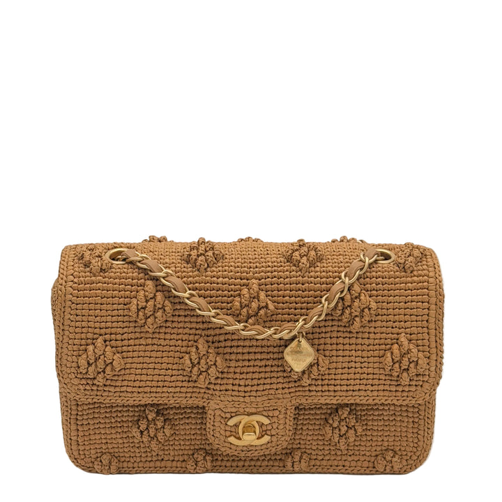 Chanel Tasche Singleflap Bast Raffia Beige Hardware Gold