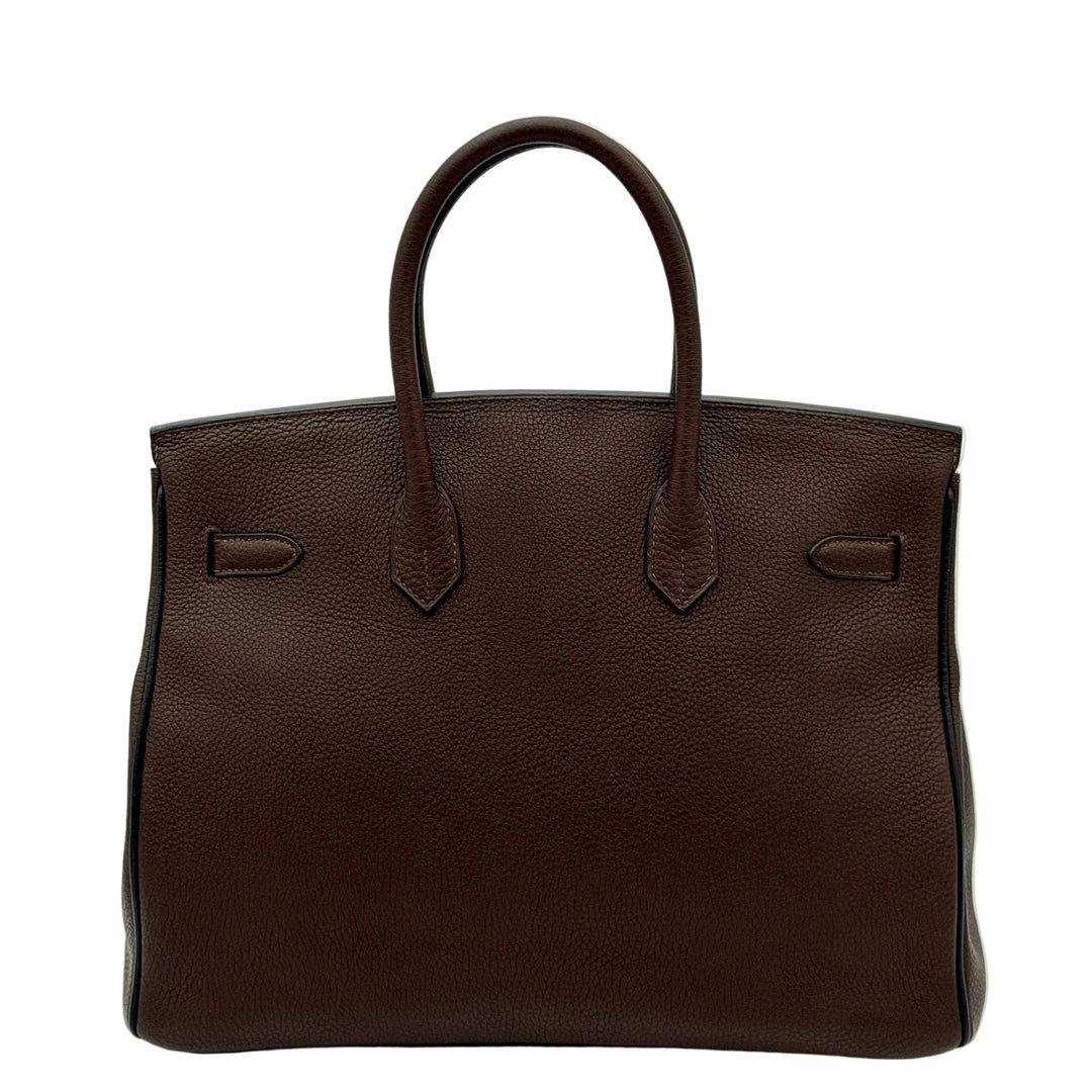 Hermes Birkin 35 Limited Edition Verso Togo Leder Braun mit Paspel Schwarz Innen Schwarz