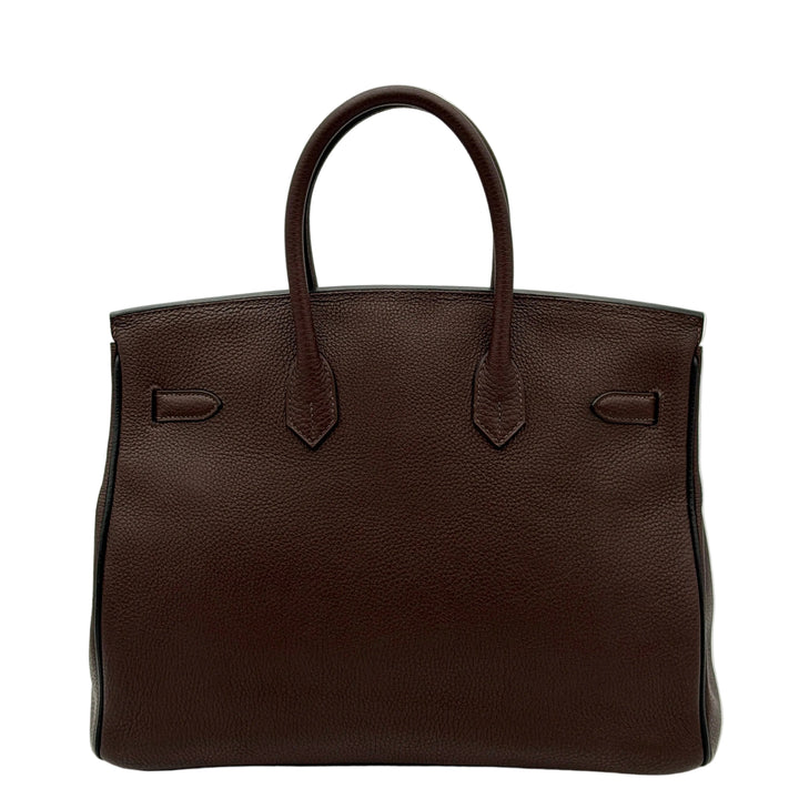 Hermes Birkin 35 Limited Edition Verso Togo Leder Braun mit Paspel Schwarz Innen Schwarz