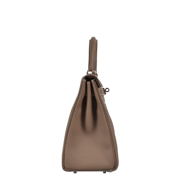 Hermes Kelly 28 Retourne Epsom Leder Etoupe Hardware Palladium