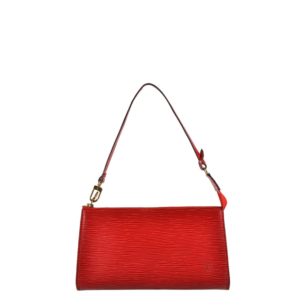 Louis Vuitton Pochette Epi Leder rot gold hardware