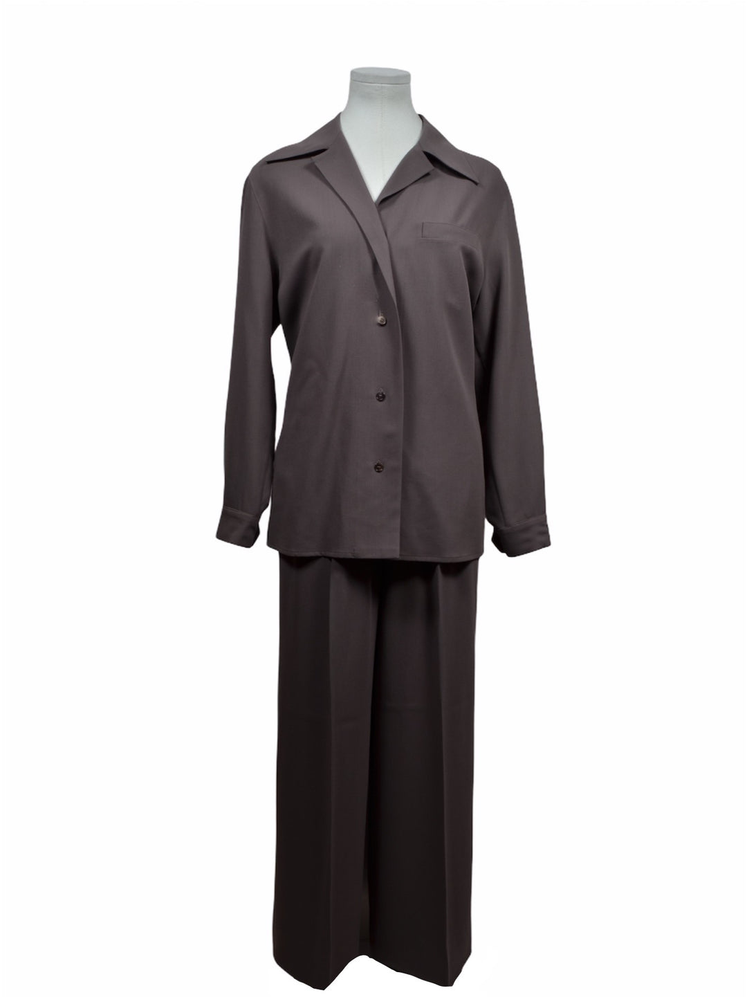 Hermes Anzug Bluse & Hose Schurwolle Braun Gr. 38