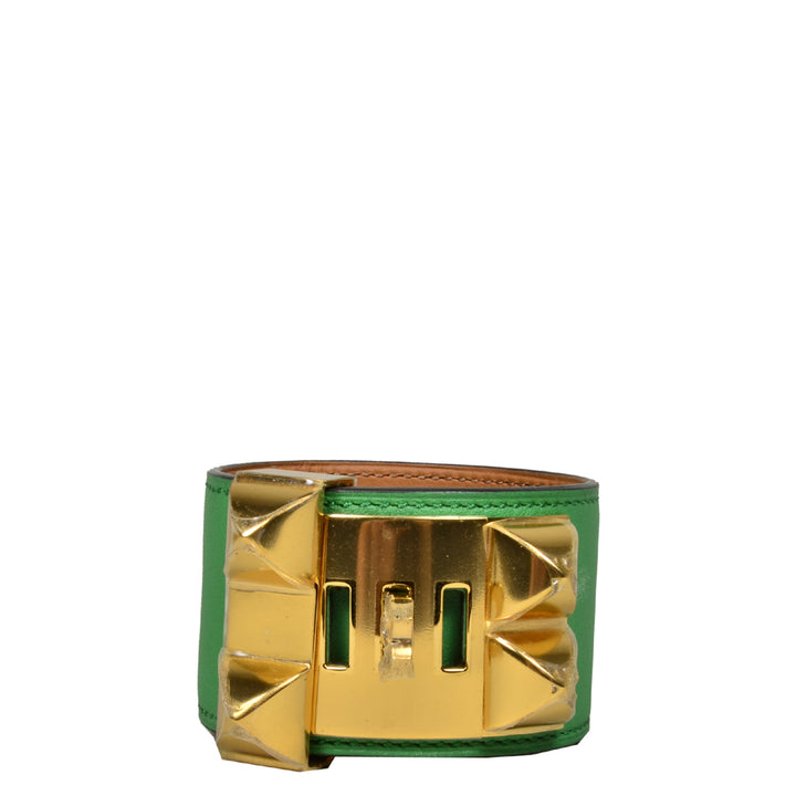 Hermes Collier De Chien Bracelet Swift Leather Apple Green Size L