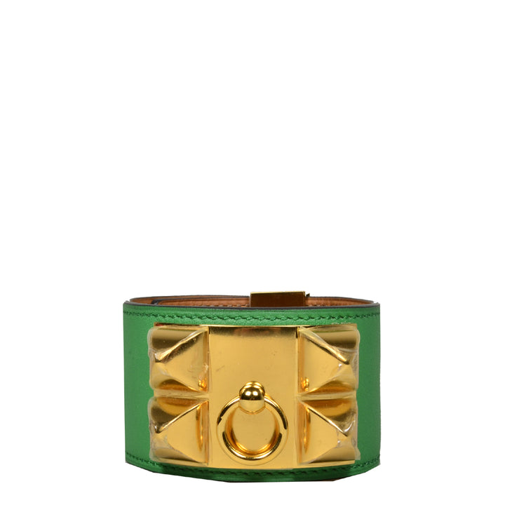 Hermes Collier De Chien Bracelet Swift Leather Apple Green Size L