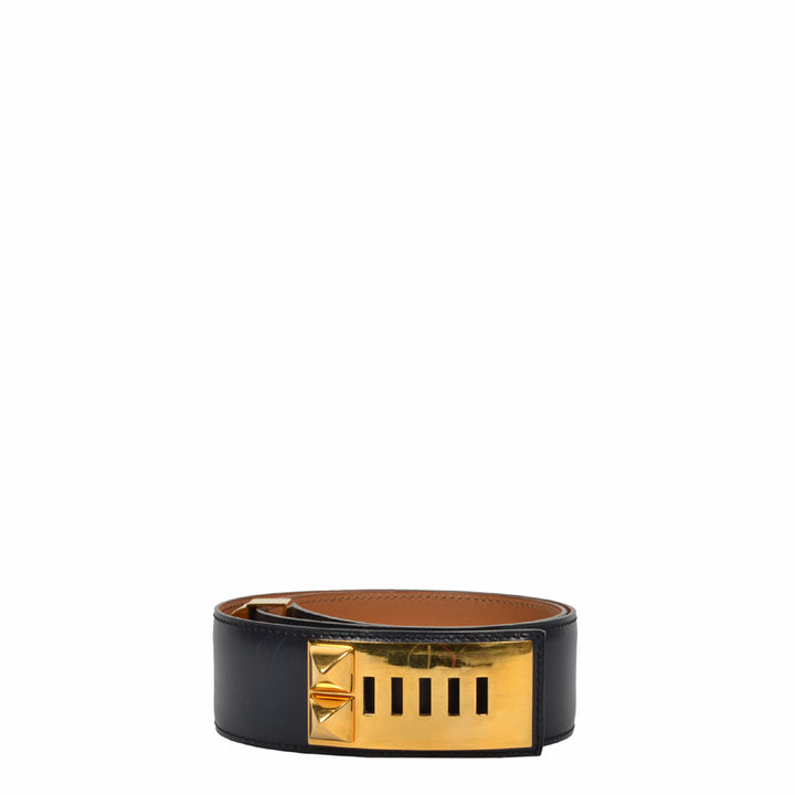 Hermes Gürtel Dog Box blau Gold Belt blue 70