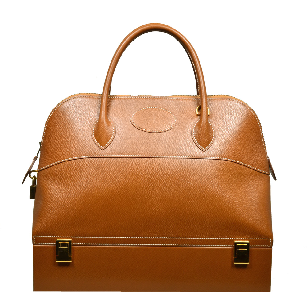 Hermes Bag Tasche Bolide 45 Leder 2 Color Yellow Brown Gold