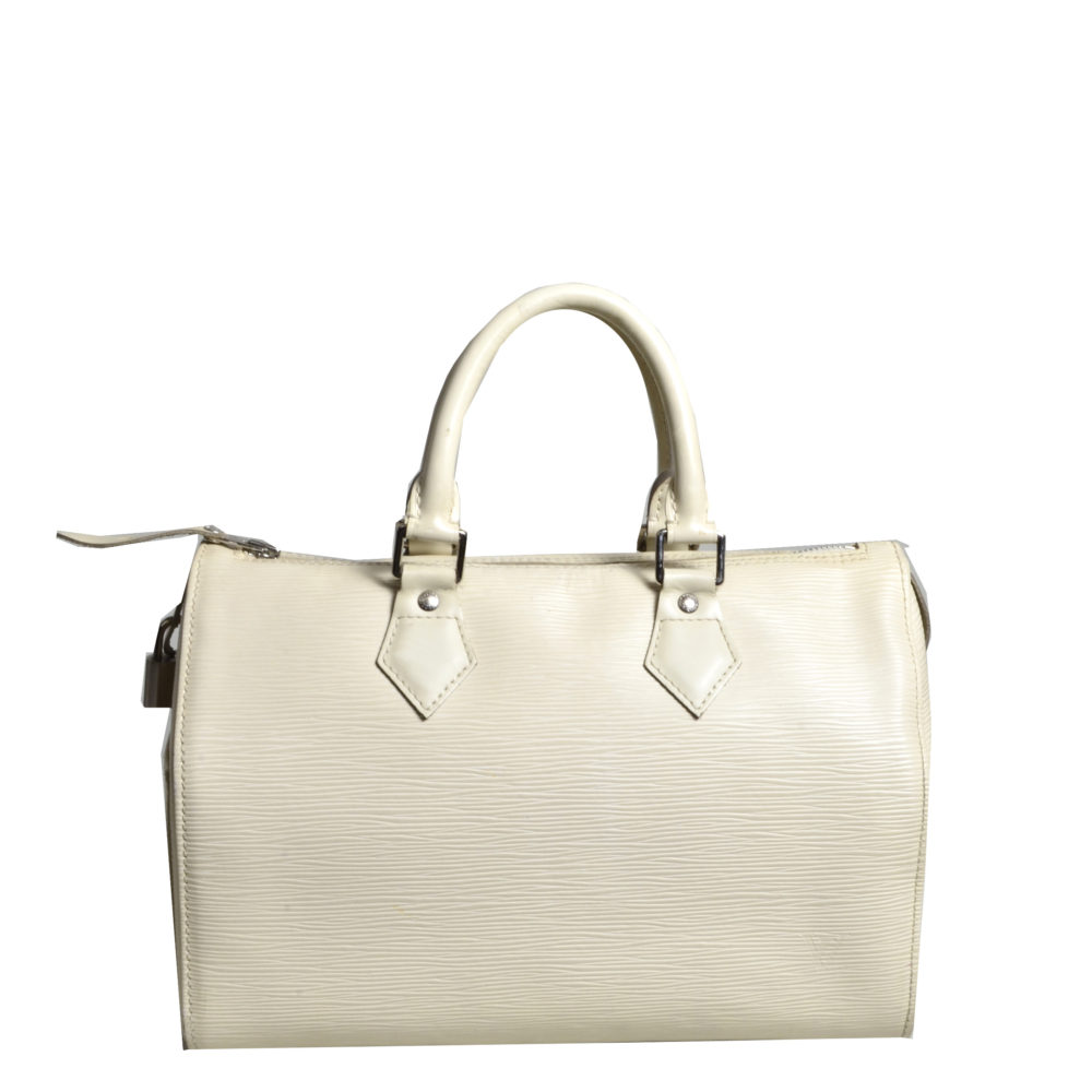 ewa lagan - Louis Vuitton Speedy 30 White Epi Leather Bag