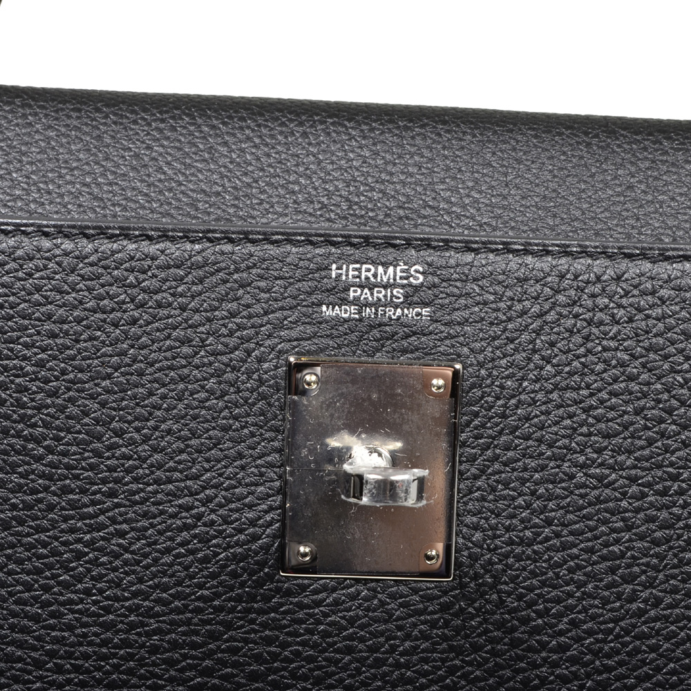 Hermes Kelly Handbag Noir Togo with Palladium Hardware 32 Black
