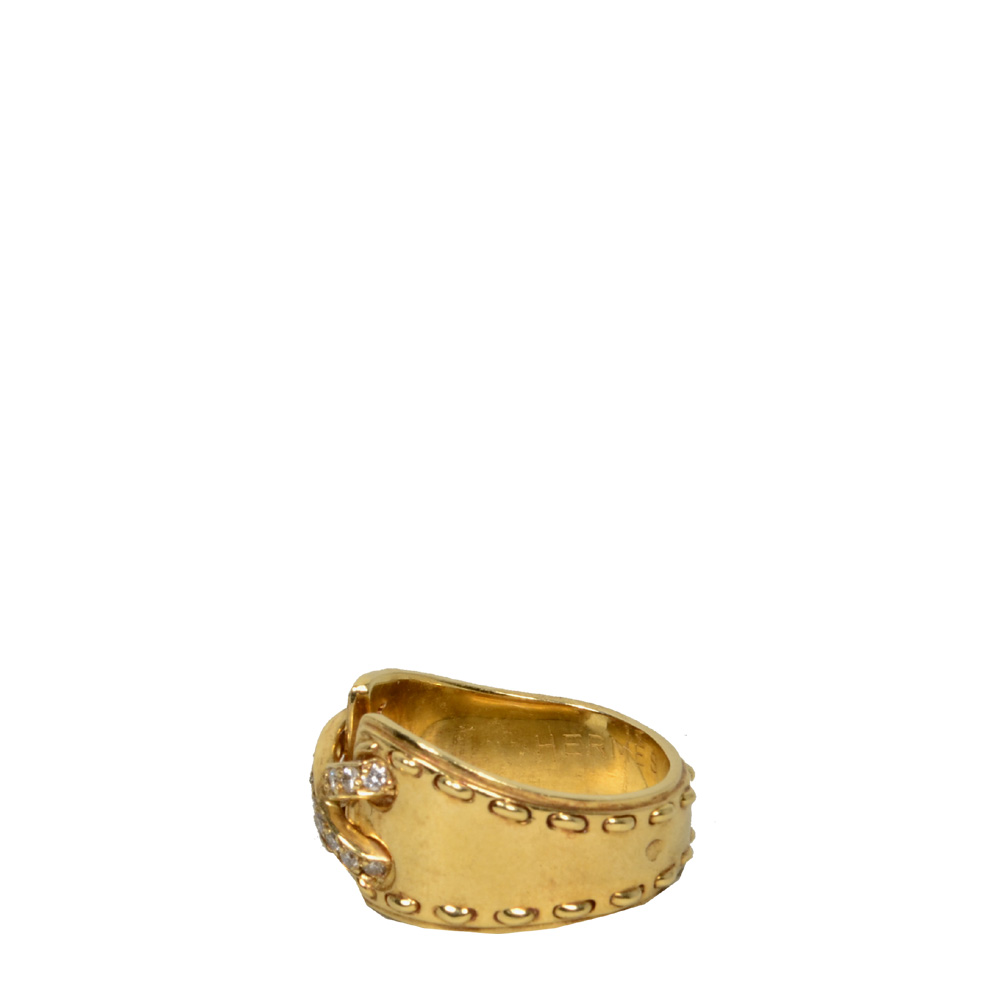 ewa lagan - Hermes Ring Gold 750 Diamonds Pave X Size 47 Vintage