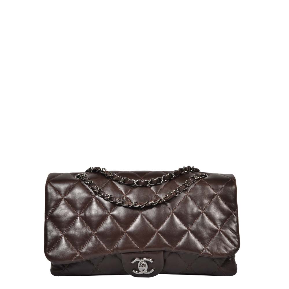 CHANEL Classic Double Flap Small Shoulder Bag Brown Lambskin 76949 | eBay